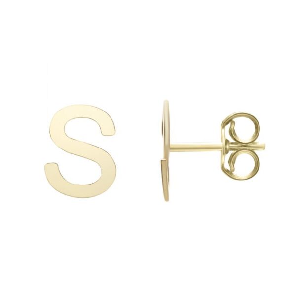 Initial S Stud Earrings