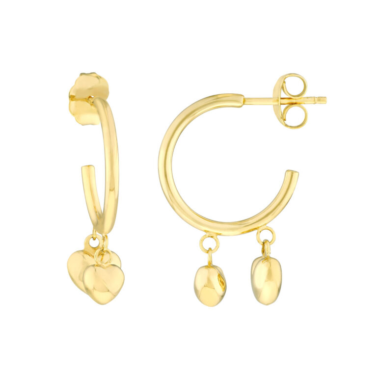 Puffy Heart Dangles Hoop Earrings
