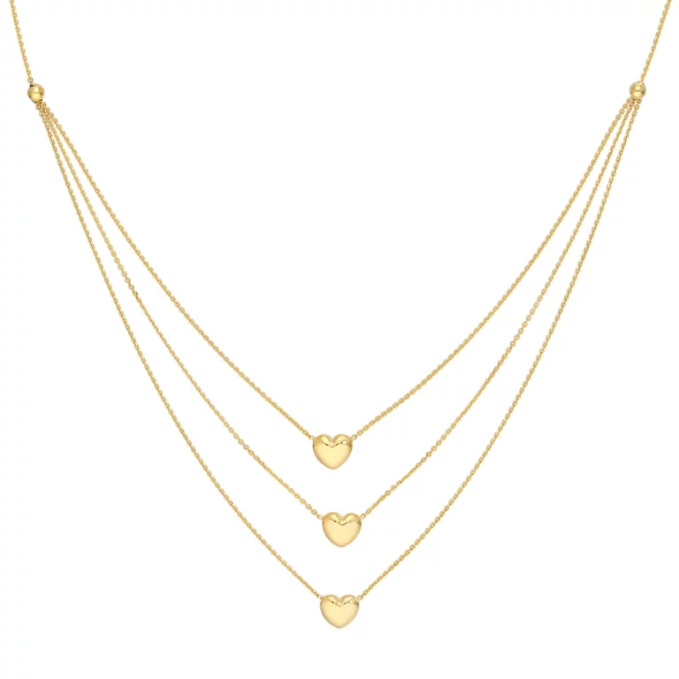 Triple Tier Puffy Heart Necklace