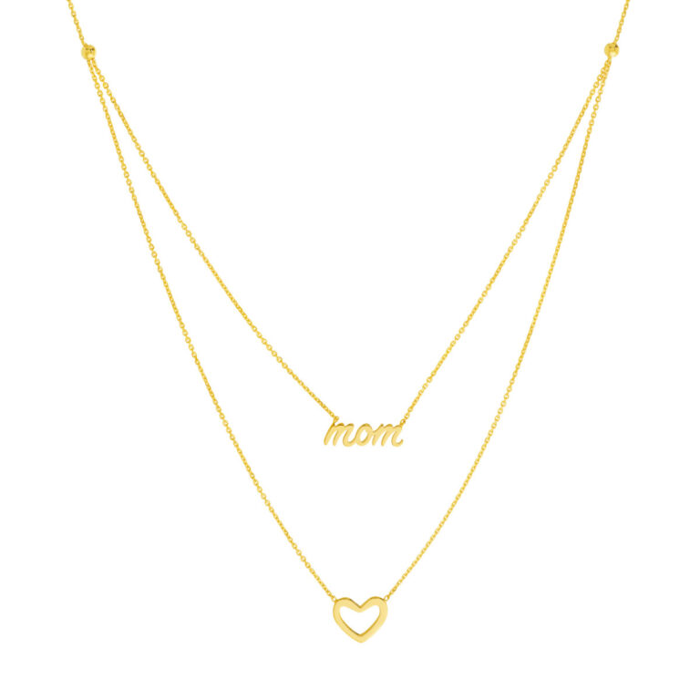 Mom and Open Heart Duet Necklace