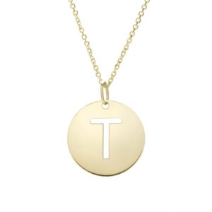 Initial T Disc Necklace