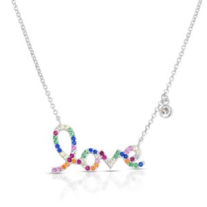 Rainbow Love Script Necklace