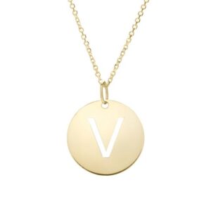 Initial V Disc Necklace