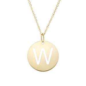 Initial W Disc Necklace